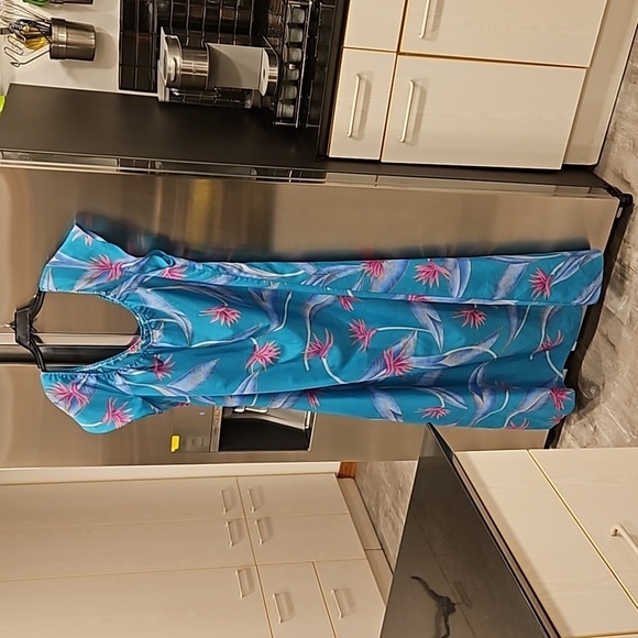 Hilo Hattie Dresses & Skirts - 💕HILO HATTIE💕 Vintage Off the Shoulder Mumu Dress ~ Aqua Floral Print XL
